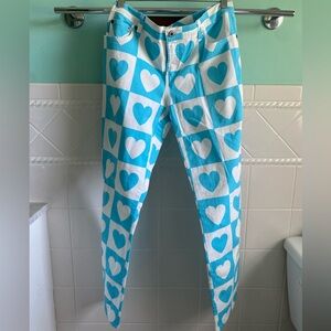 MOSCHINO White Turquoise Heart Donna Jeans